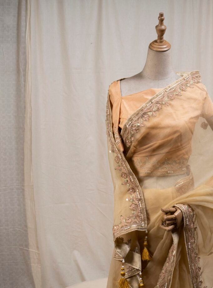 Muslin Embroidered Jamdani motif inspired saree