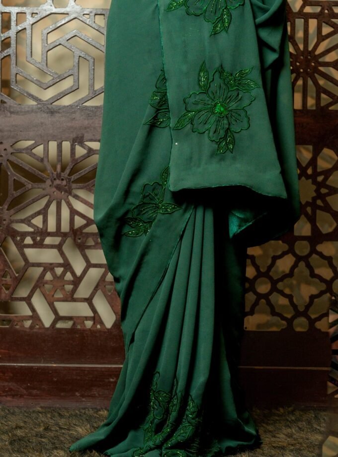 Embroidered Crepe Georgette Saree