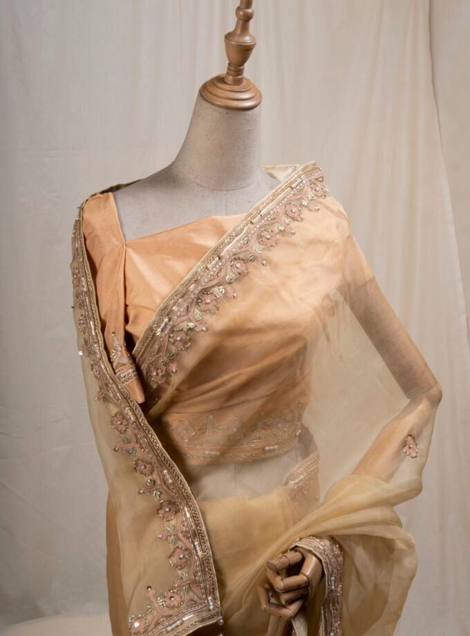 Muslin Embroidered Jamdani motif inspired saree