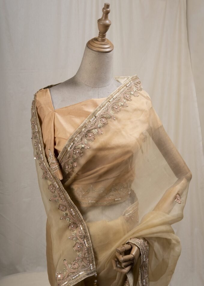 Muslin Embroidered Jamdani motif inspired saree