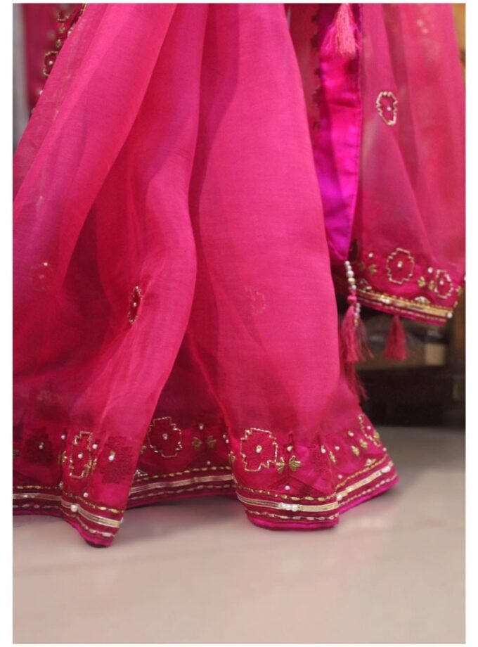 Muslin Embroidered Jamdani motif inspired saree