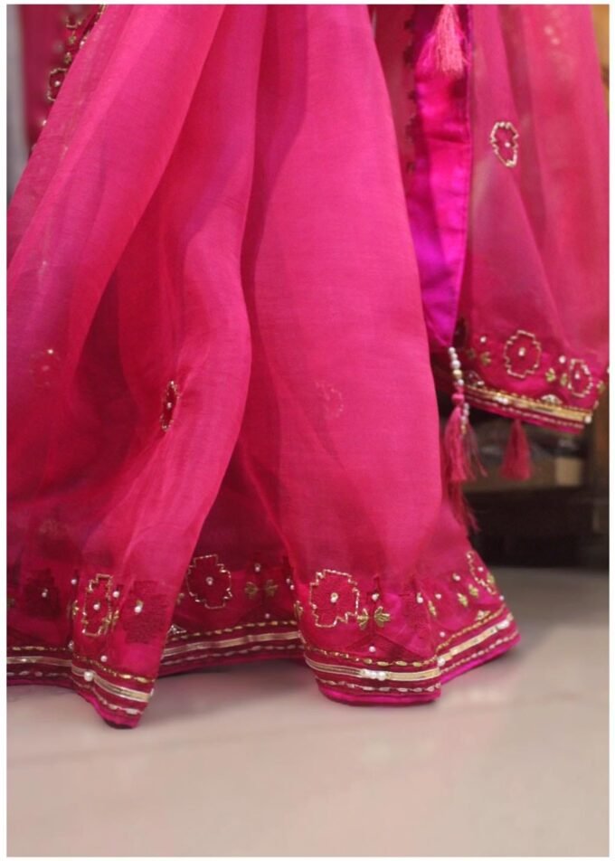 Muslin Embroidered Jamdani motif inspired saree