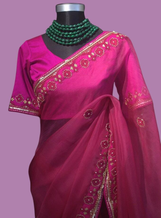 Muslin Embroidered Jamdani motif inspired saree