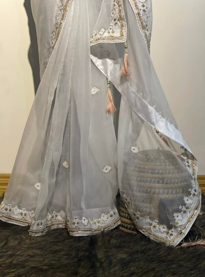 Muslin Embroidered Jamdani motif inspired saree