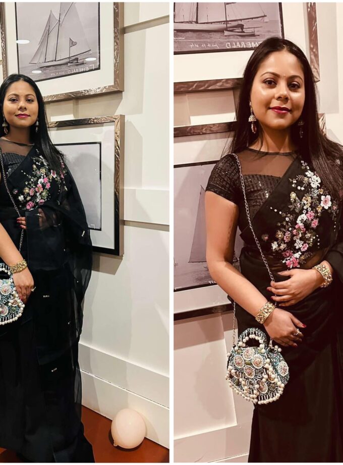 Kusum kanon moslin and chinon silk saree