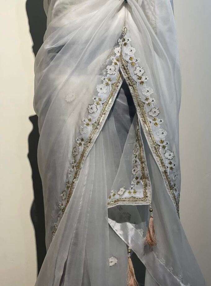 Muslin Embroidered Jamdani motif inspired saree