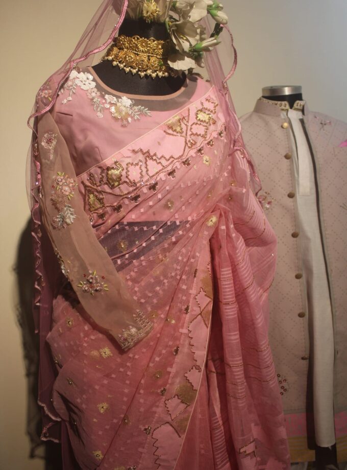 Embellished Jamdani Bridal Attire Combo