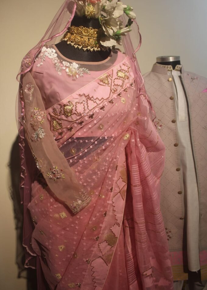 Embellished Jamdani Bridal Attire Combo