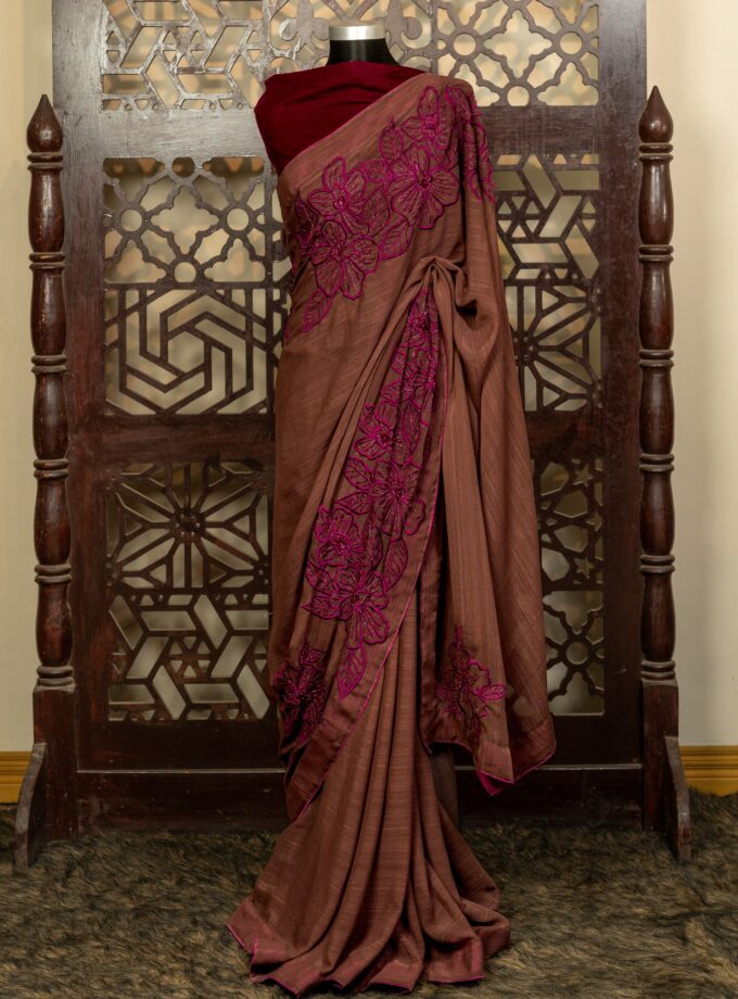 Elegant Shimmer Silk Joba Embroidery Saree
