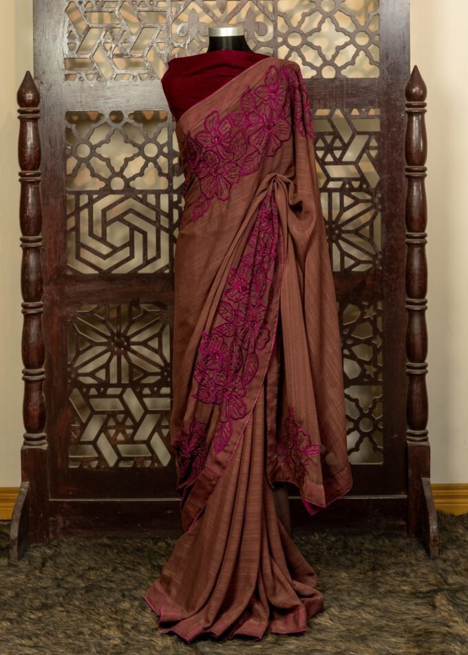 Elegant Shimmer Silk Joba Embroidery Saree