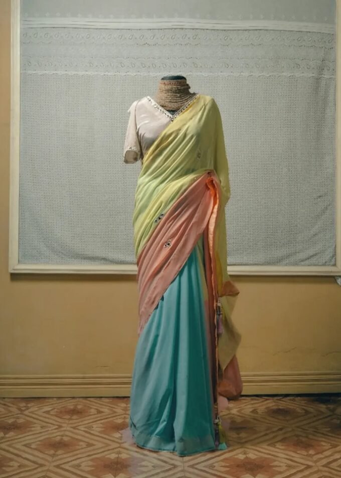 Crepe Georgette dollar Work Saree