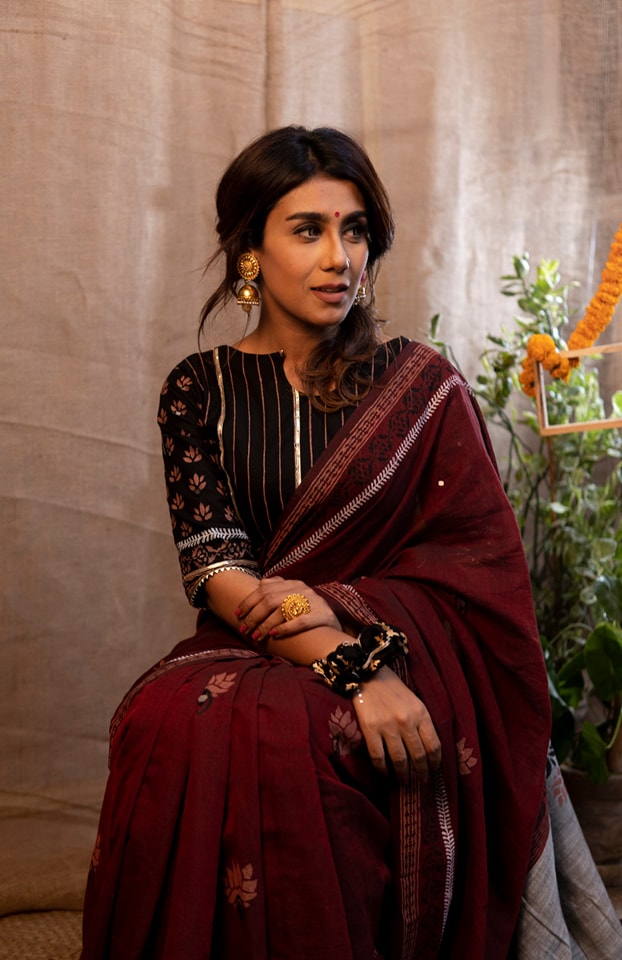 Block Print Dupian Silk Saree