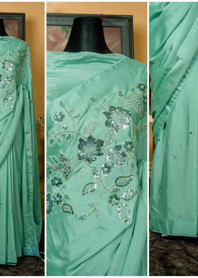 Chinon Silk Sequins Work Saree
