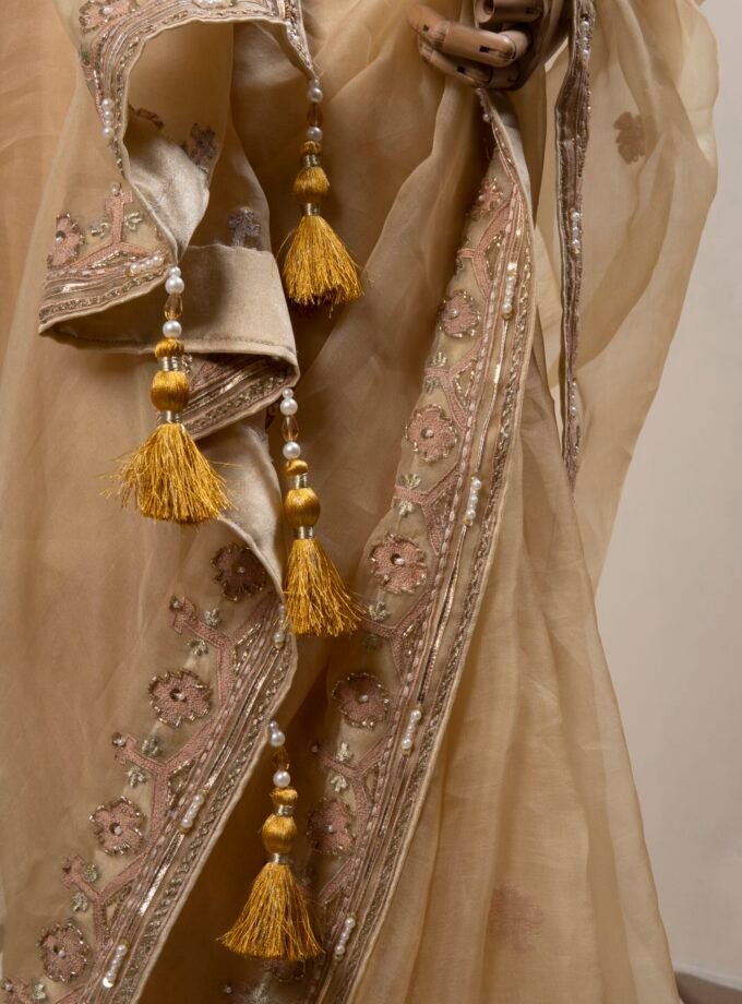 Muslin Embroidered Jamdani motif inspired saree