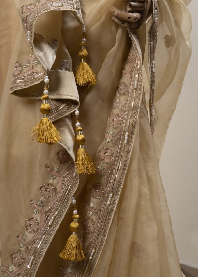 Muslin Embroidered Jamdani motif inspired saree