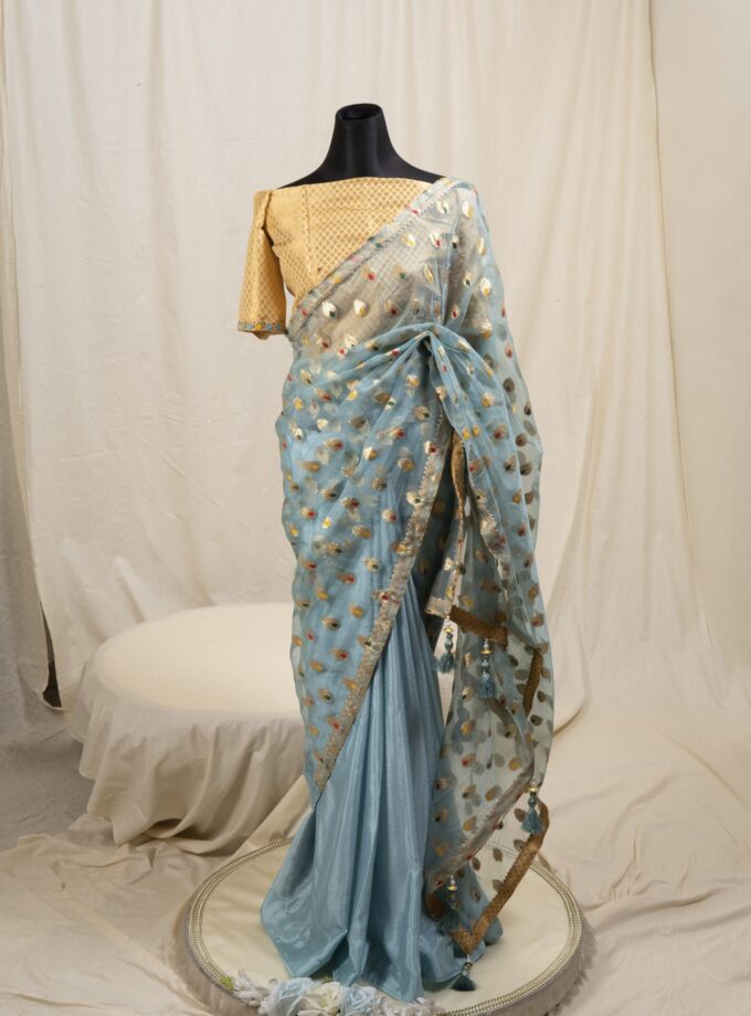 Meena Work Tissue & Chinon Silk Saree