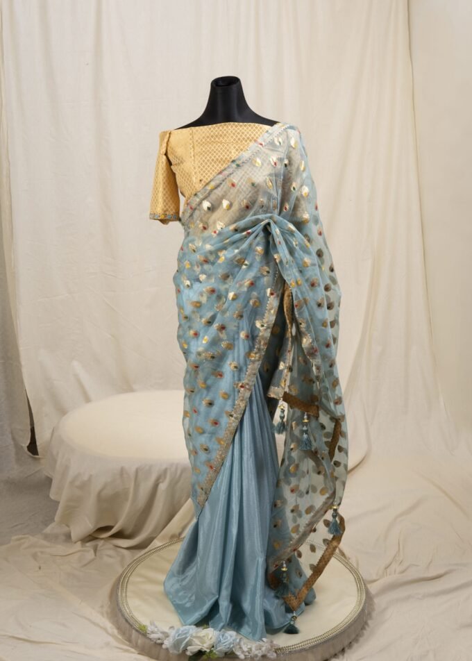 Meena Work Tissue & Chinon Silk Saree