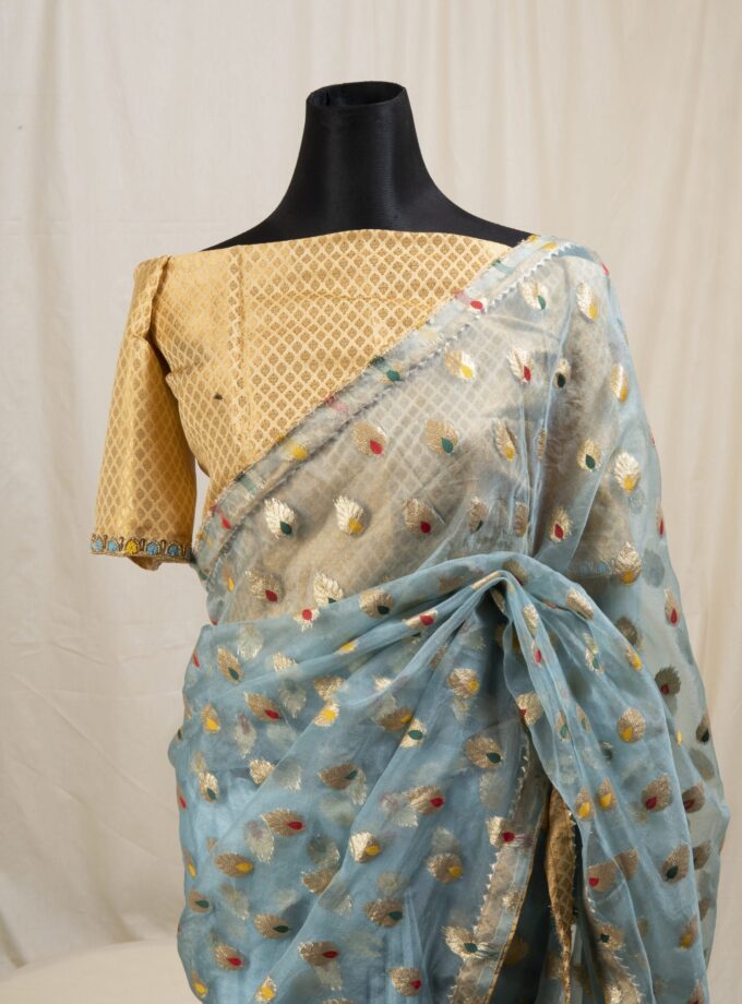 Meena Work Tissue & Chinon Silk Saree