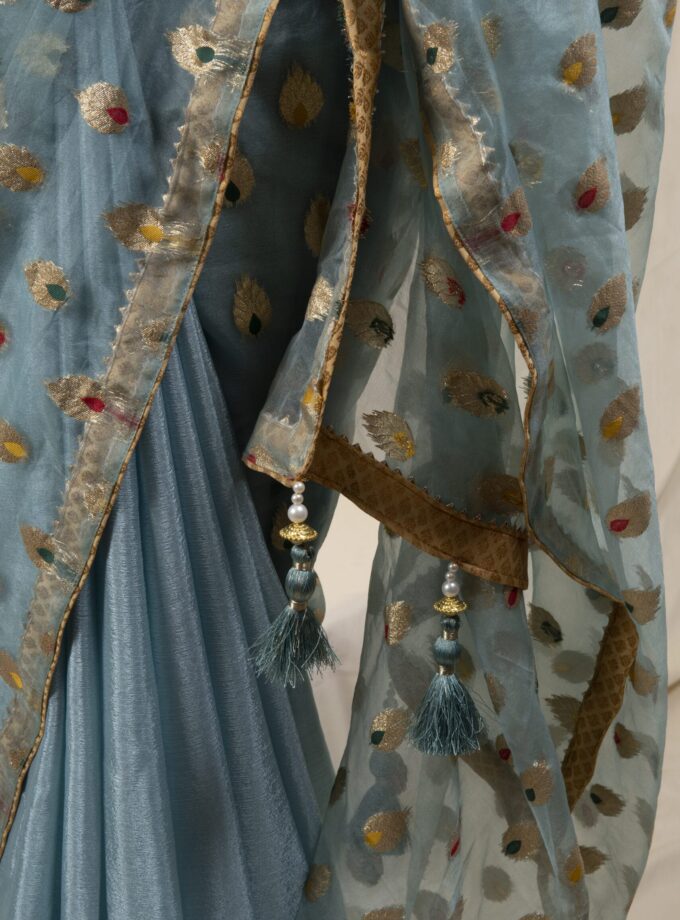 Meena Work Tissue & Chinon Silk Saree