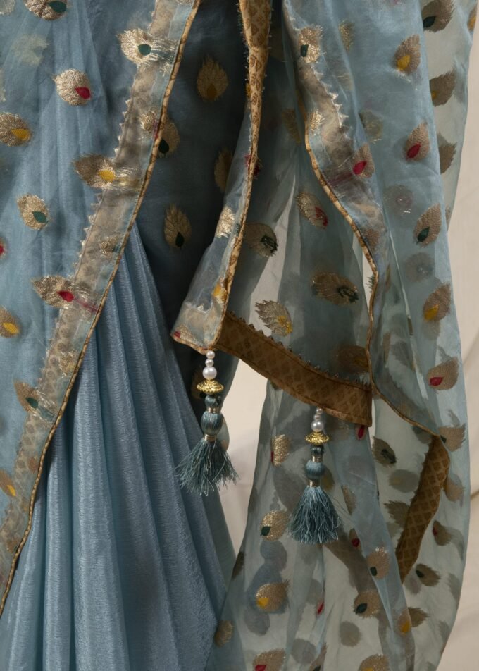 Meena Work Tissue & Chinon Silk Saree