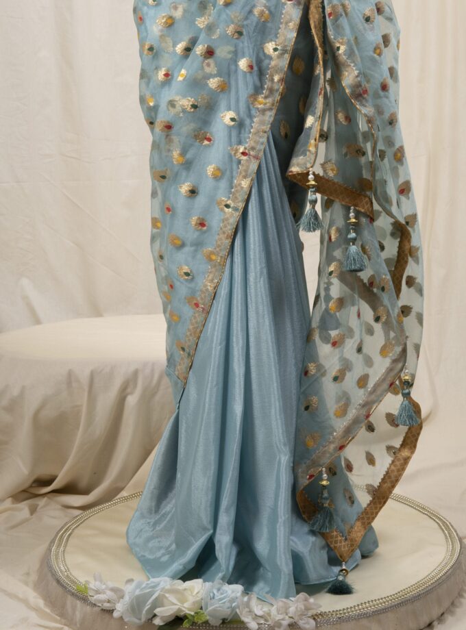 Meena Work Tissue & Chinon Silk Saree