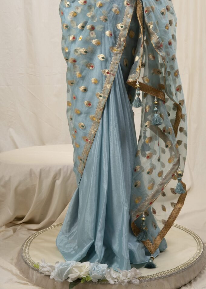 Meena Work Tissue & Chinon Silk Saree