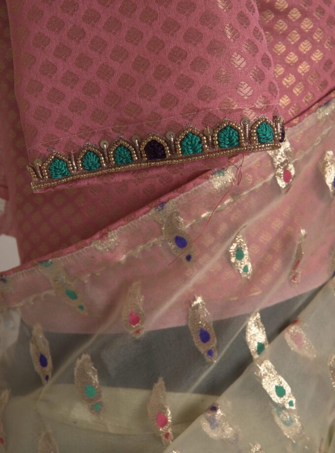 Meena Work Tissue & Chinon Silk Saree