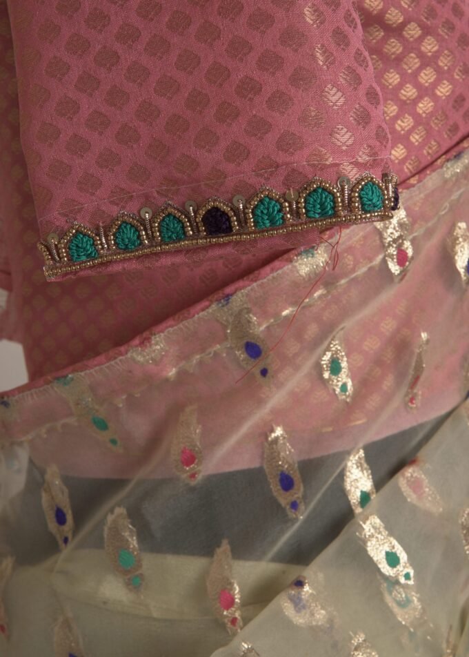 Meena Work Tissue & Chinon Silk Saree