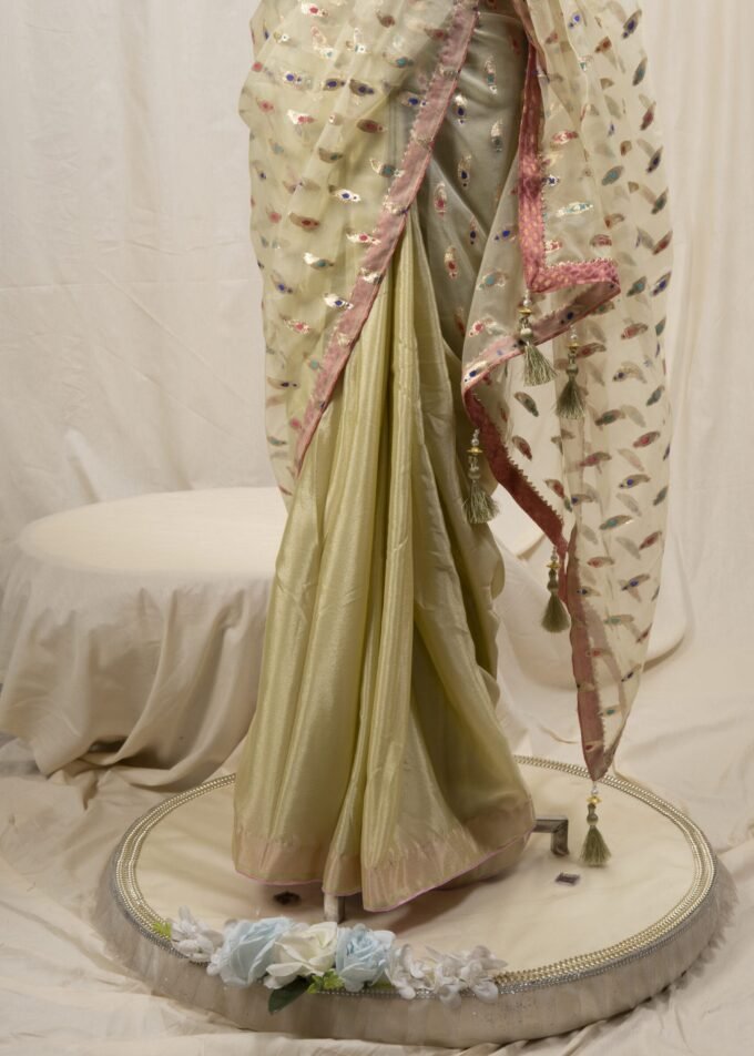 Meena Work Tissue & Chinon Silk Saree