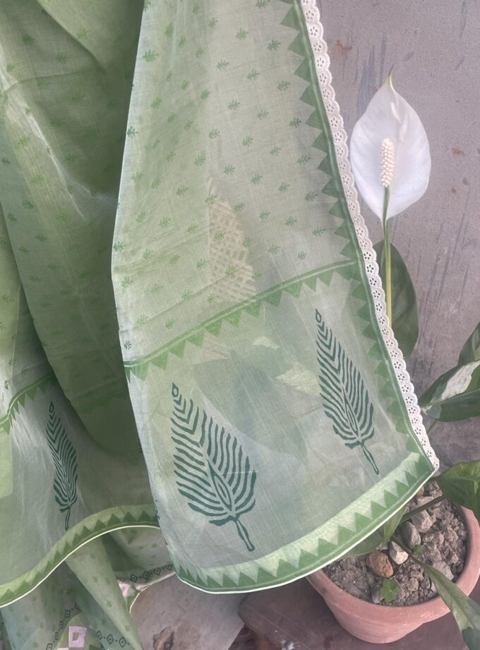 handloom block print cotton saree