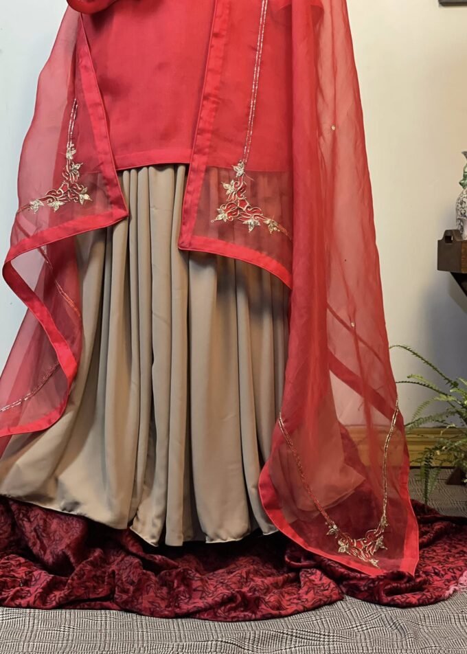 Statement Red Muslin Kameez