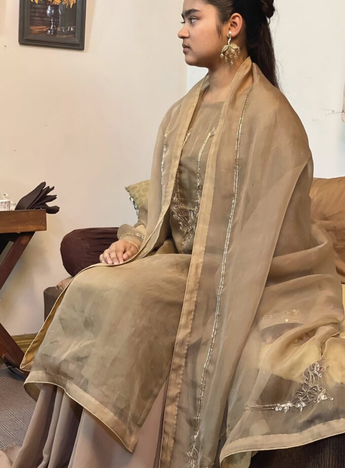 Statement Gold Muslin Kameez