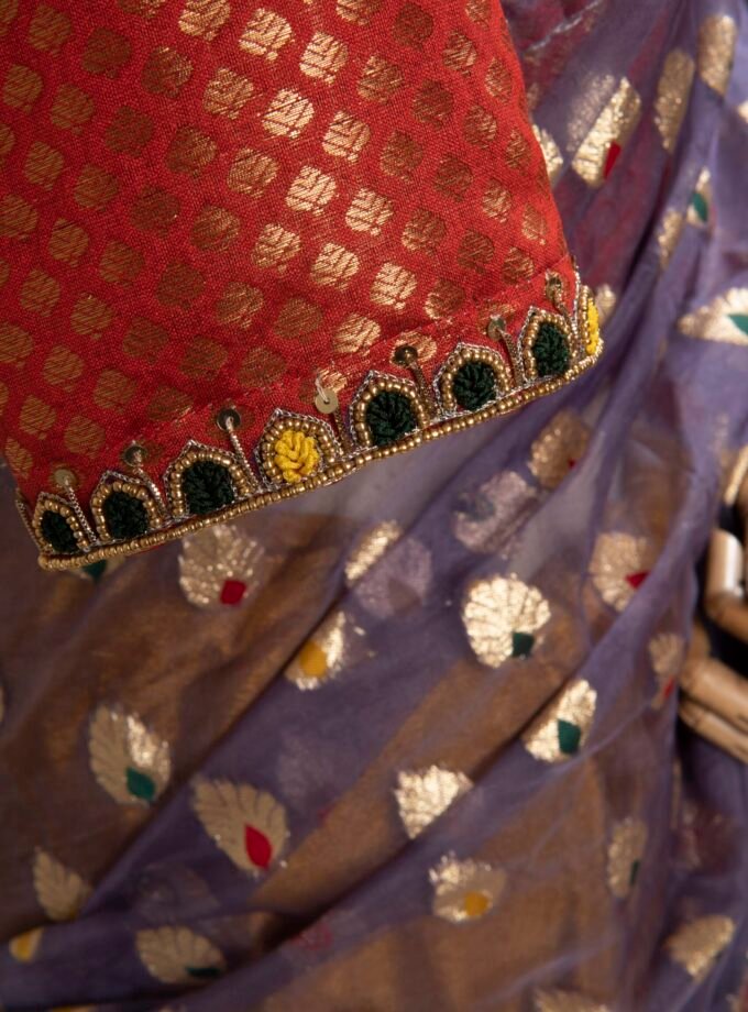 Meena Work Tissue & Chinon Silk Saree