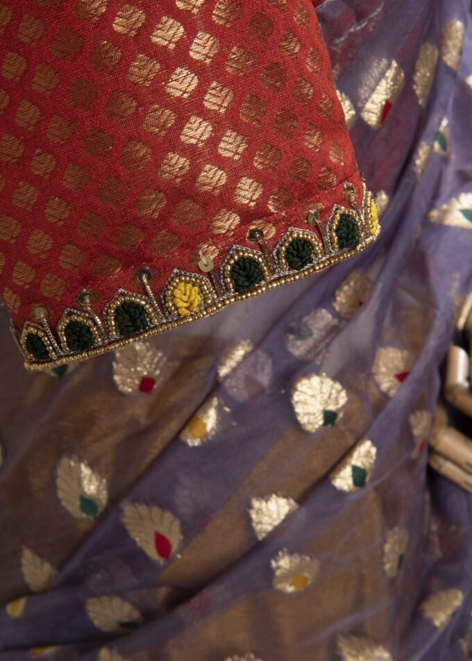 Meena Work Tissue & Chinon Silk Saree