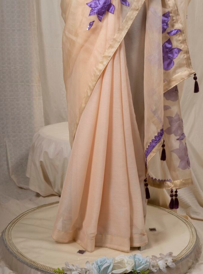 Laser Cut Poppy Applique Saree