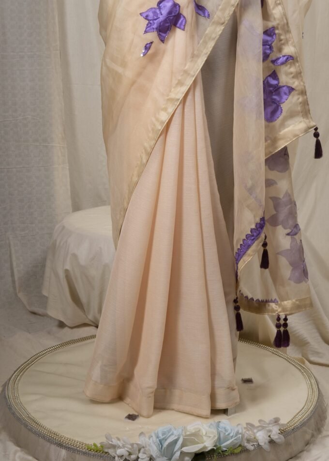 Laser Cut Poppy Applique Saree