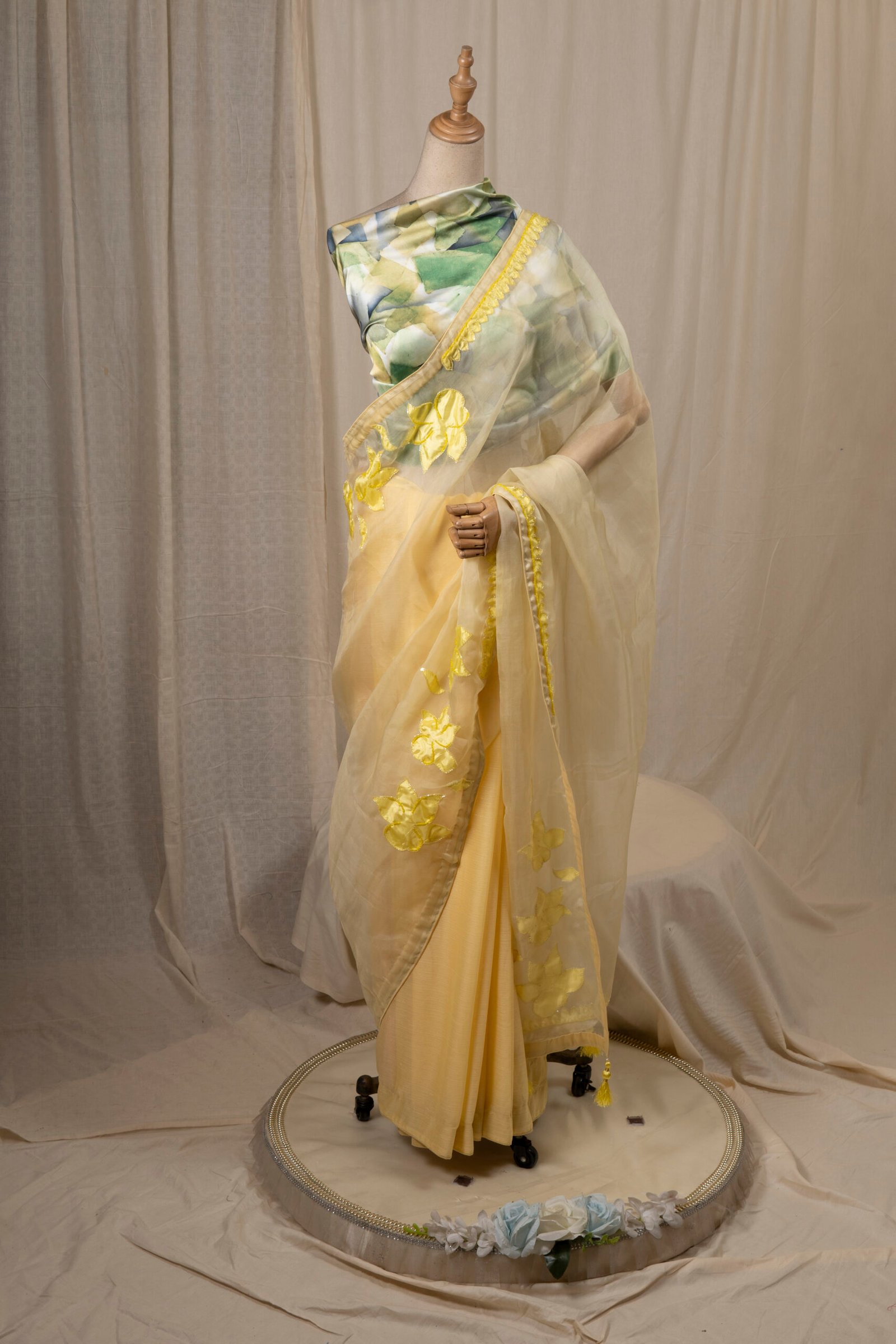 Laser Cut Poppy Applique Saree