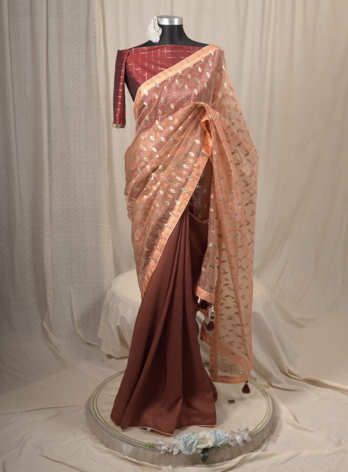 Meena Work Tissue & Chinon Silk Saree