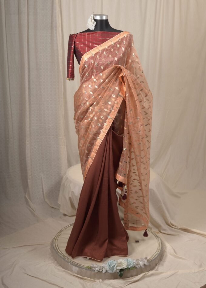Meena Work Tissue & Chinon Silk Saree