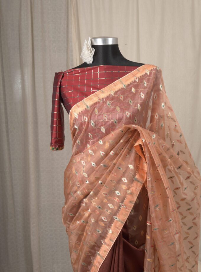Meena Work Tissue & Chinon Silk Saree