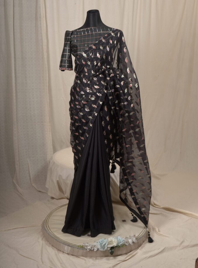 Meena Work Tissue & Chinon Silk Saree