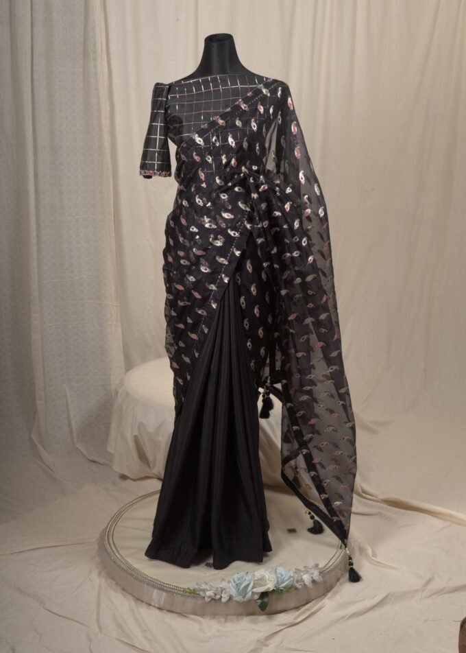 Meena Work Tissue & Chinon Silk Saree