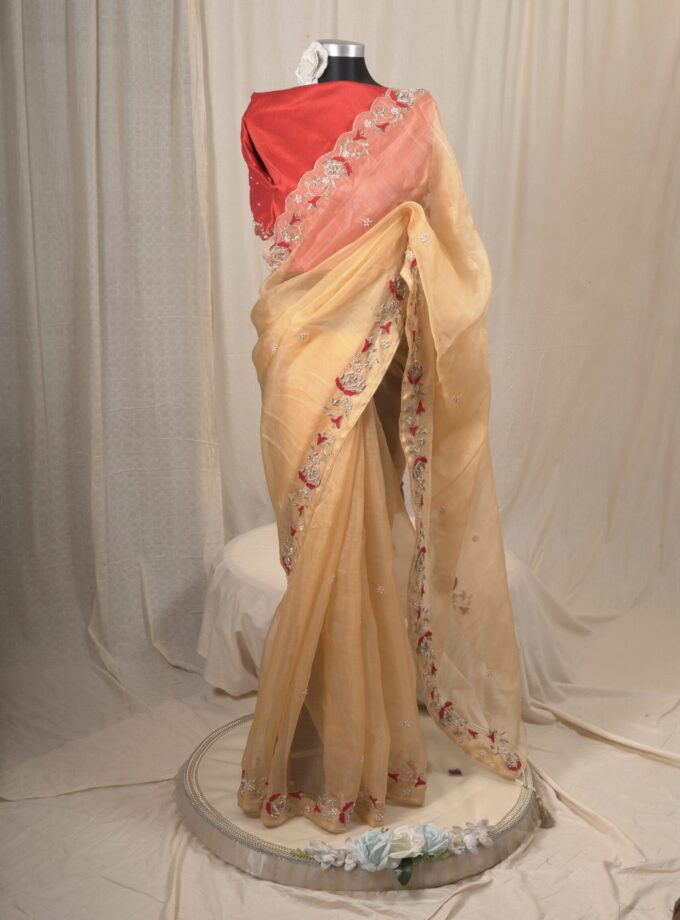 Golap Zardosi Work Muslin Saree