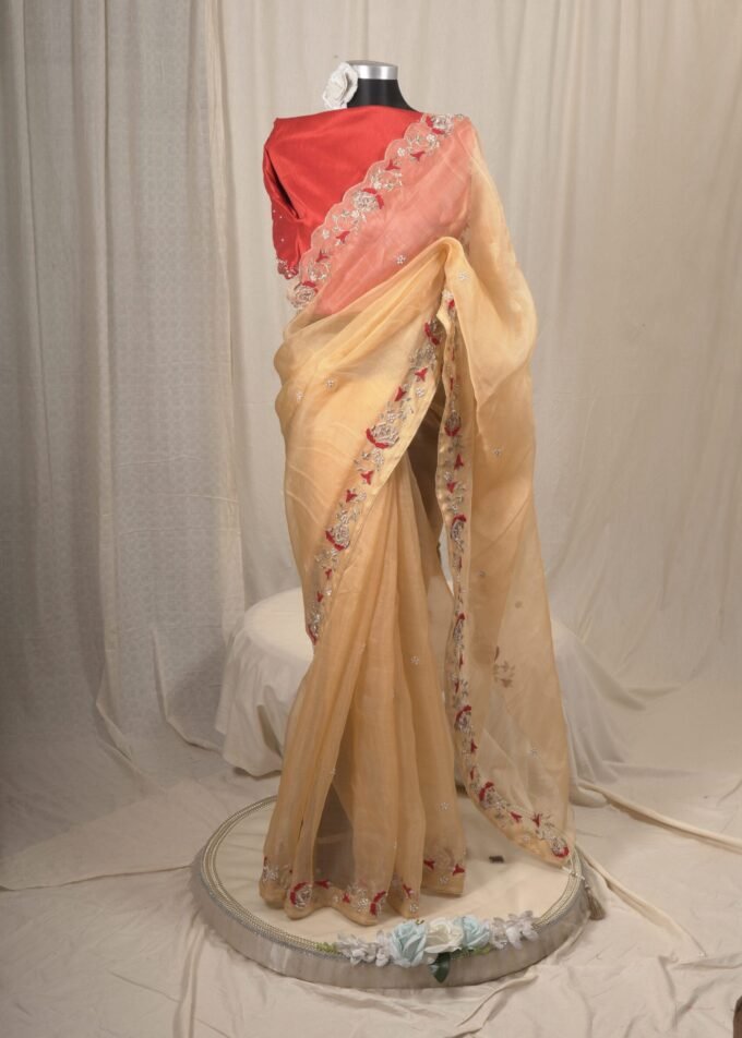 Golap Zardosi Work Muslin Saree