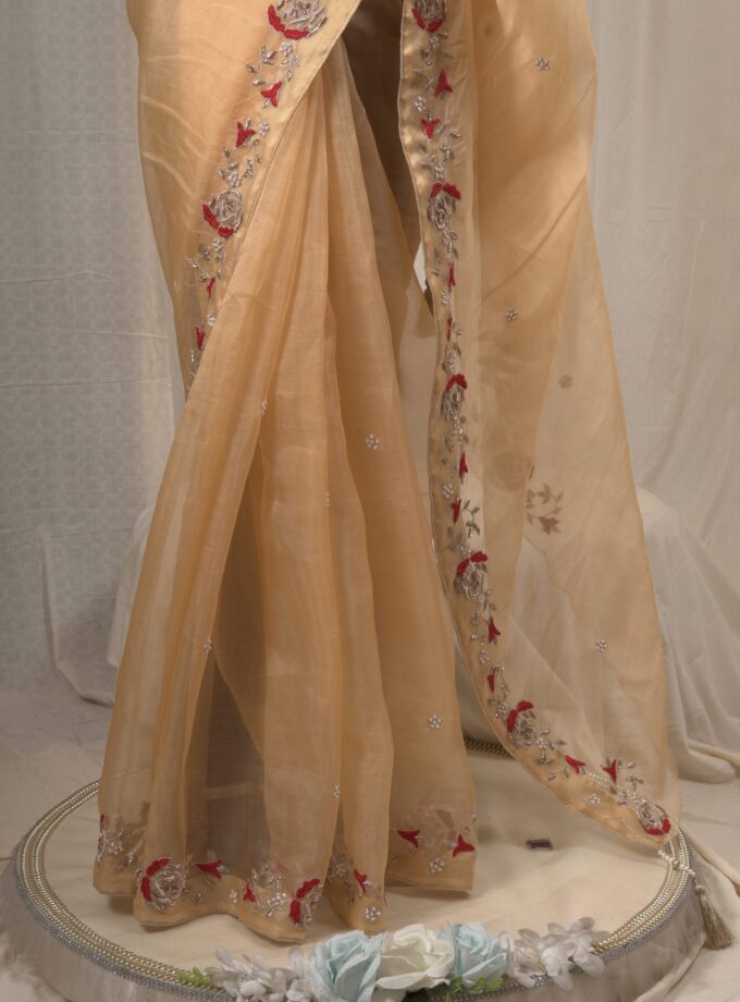 Golap Zardosi Work Muslin Saree
