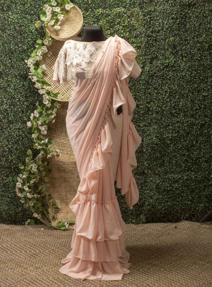 Georgette Saree with Double Ruffle Frills