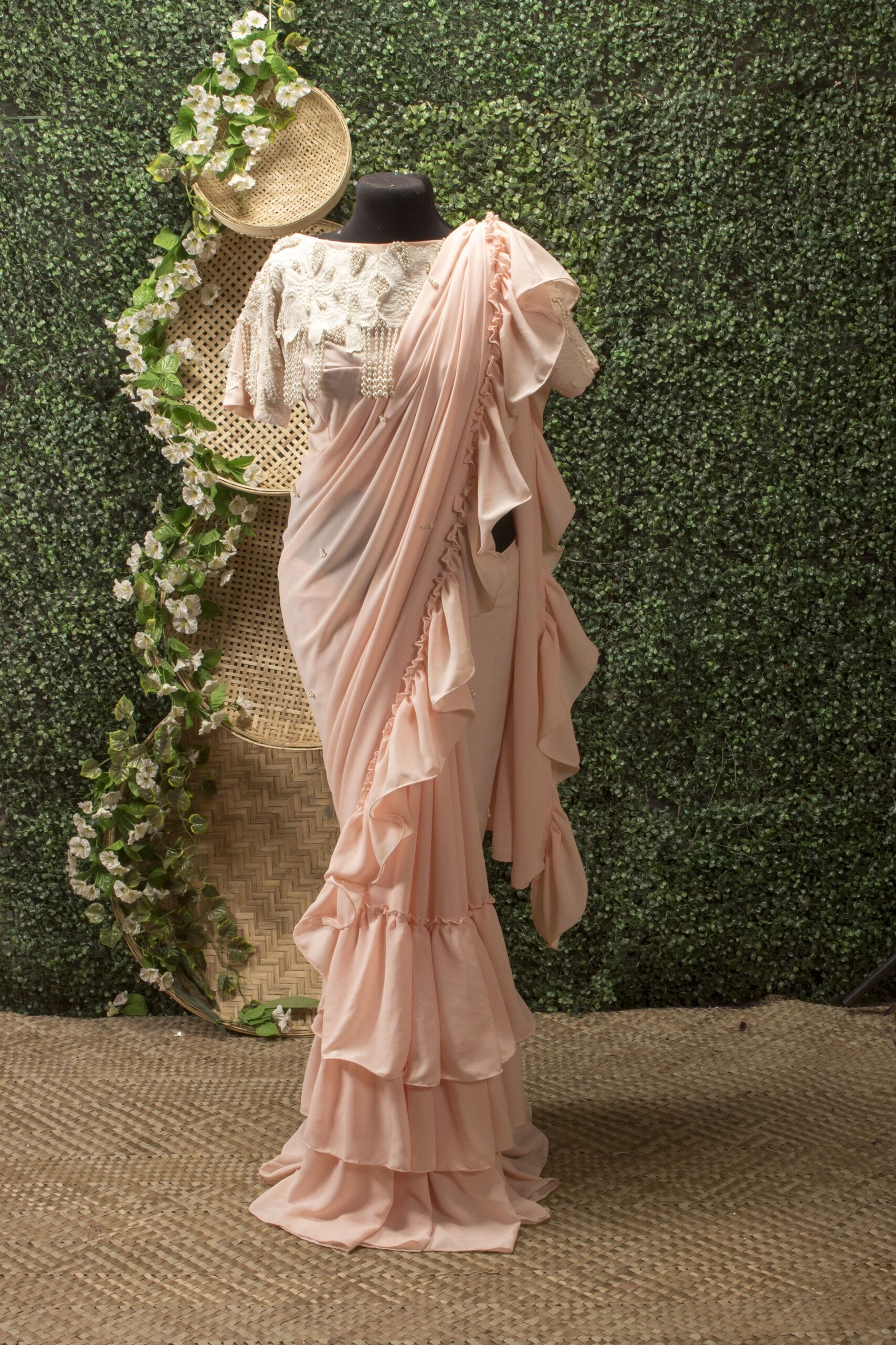Georgette Saree with Double Ruffle Frills