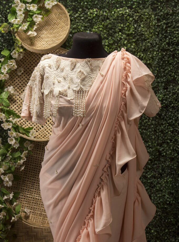 Georgette Saree with Double Ruffle Frills