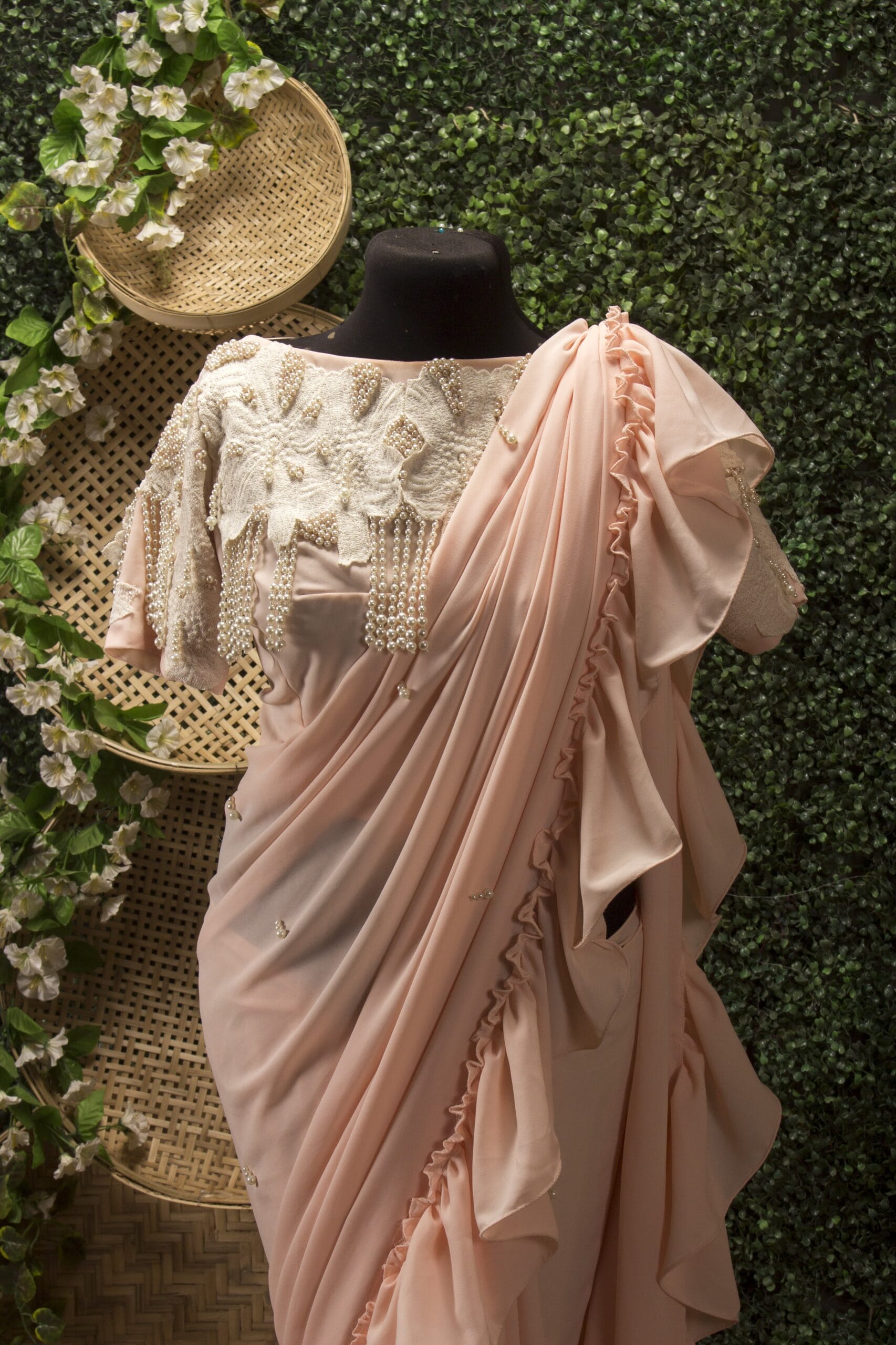 Georgette Saree with Double Ruffle Frills - Image 2