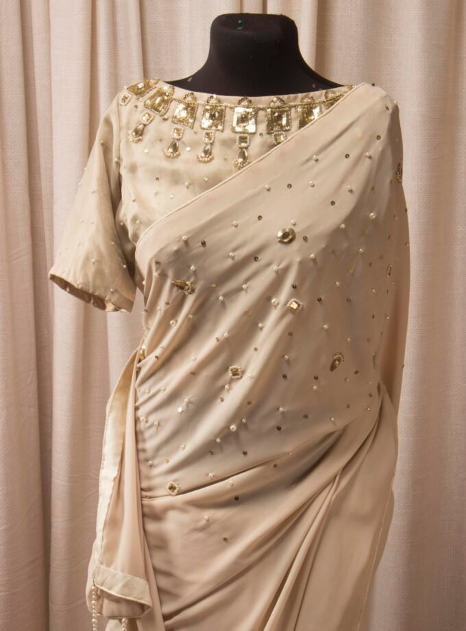 Georgette & Samusilk Half-and-Half Saree